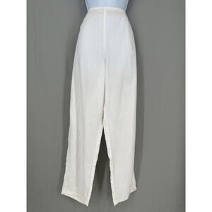 J Jill Pants Womens XL White Linen Ankle Pull On Pockets Beach Lagenlook Coastal